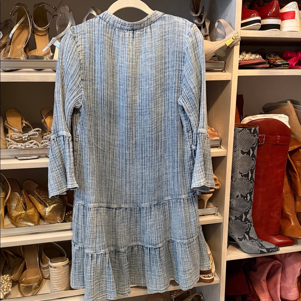 Faherty Blue cotton Long Sleeve Dress - Picture 4 of 4